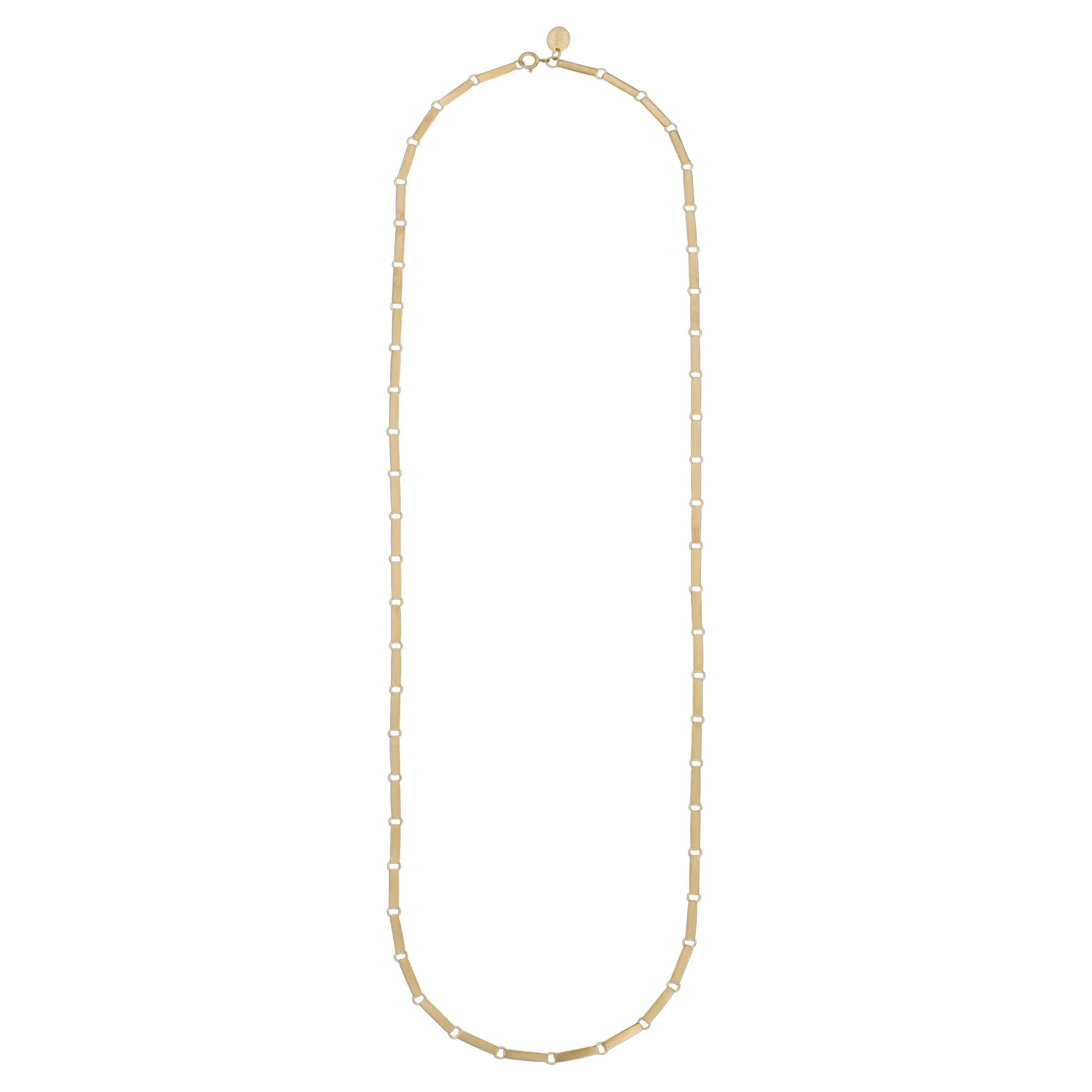 Tiana Marie Combes Yellow Gold Rectangular Bar Link Extended Chain Necklace