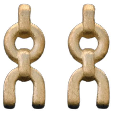 Tiana Marie Combes Yellow Gold Solid Equestrian Chain Link Stud Earrings For Sale