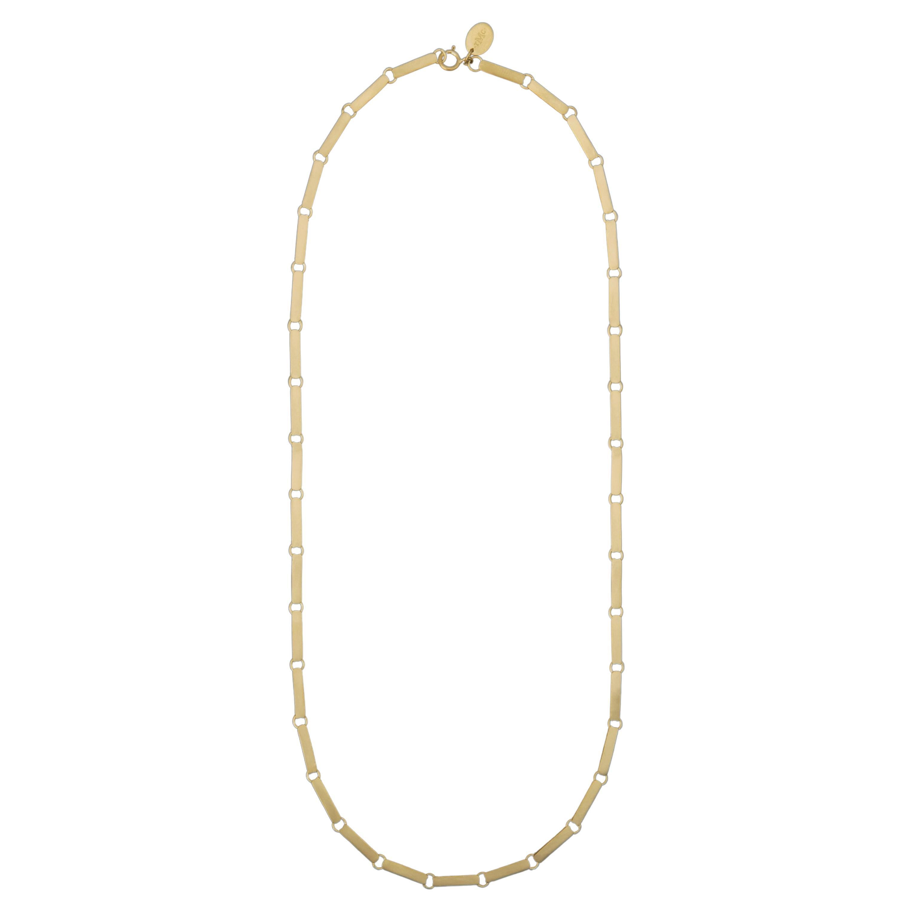 Tiana Marie Combes Yellow Gold Solid Rectangular Bar Link Chain Collar Necklace For Sale