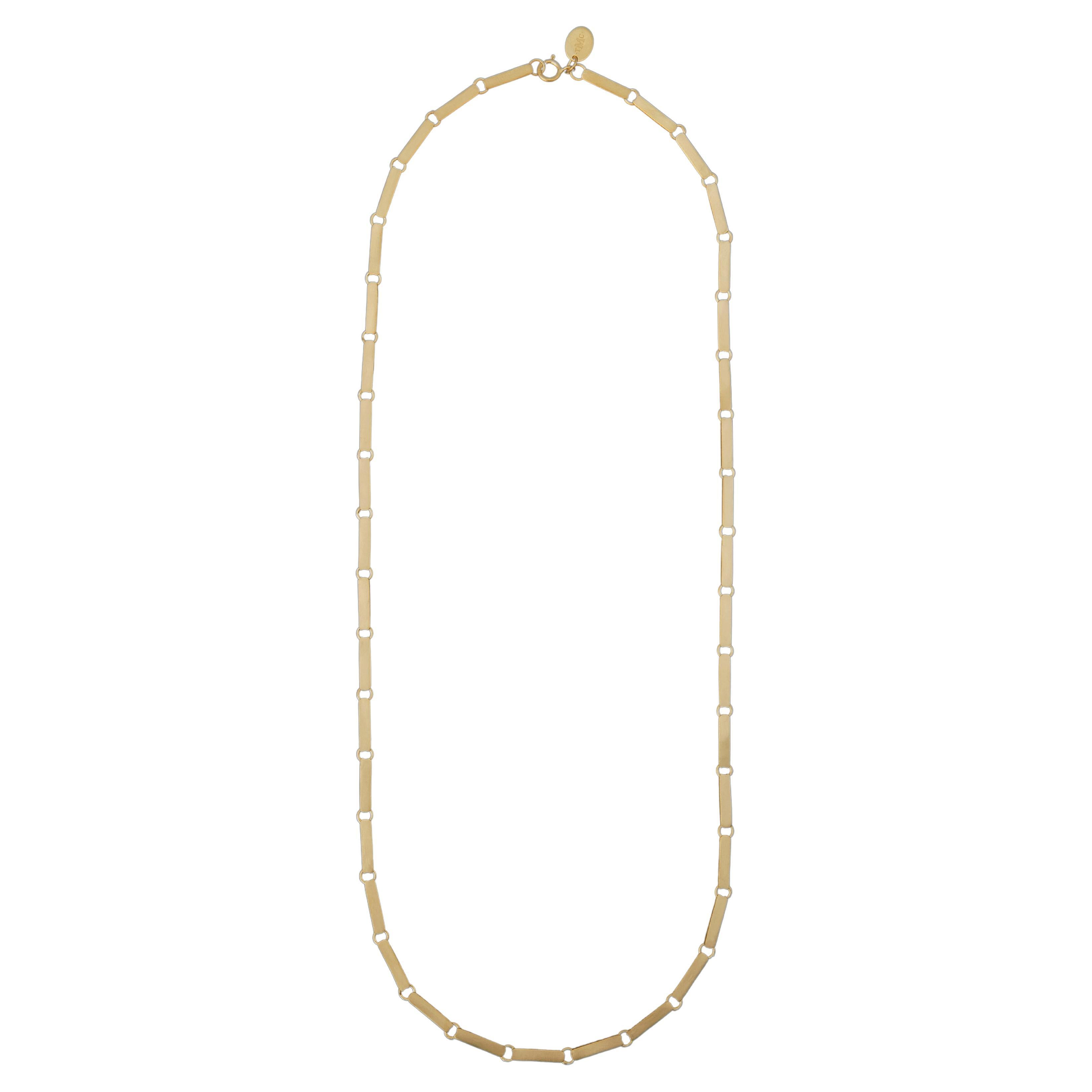 Tiana Marie Combes Yellow Gold Solid Rectangular Bar Link Chain Necklace For Sale