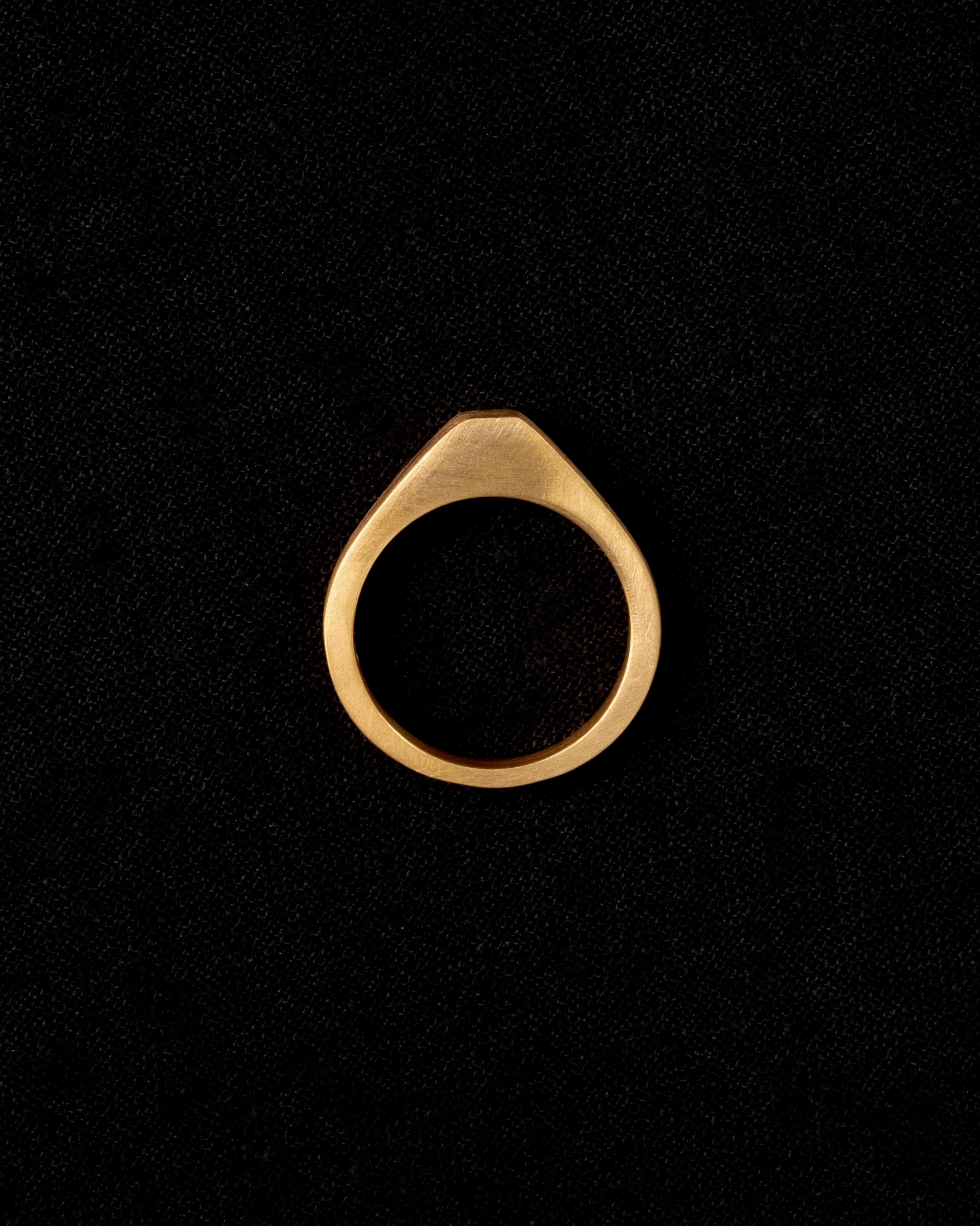 Tiana Marie Combes Yellow Gold Tapered Signet Stirrup Ring For Sale 1