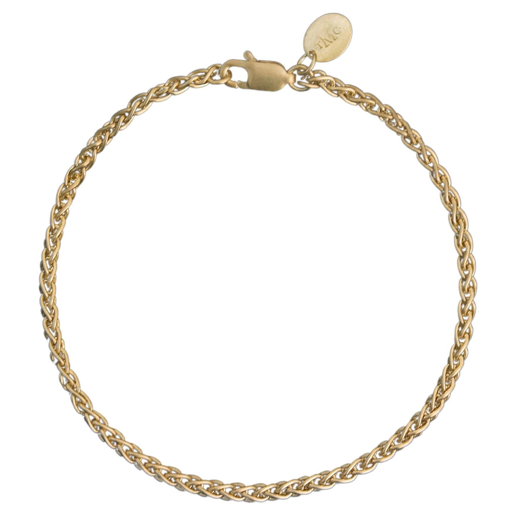 Tiana Marie Combes Yellow Gold Woven Chain Anklet For Sale