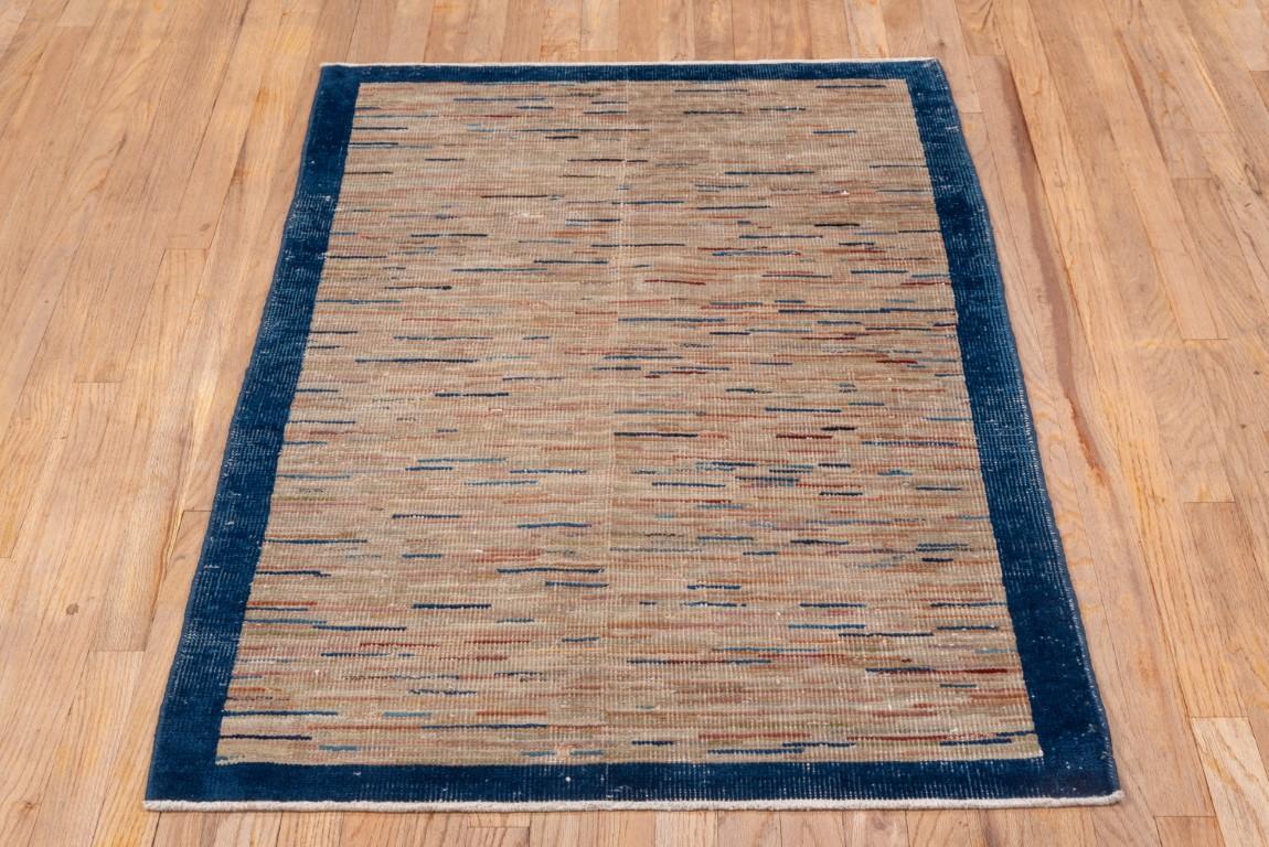 Hand-Knotted Tianjin Chinese Rug with Blue and Red Lines For Sale