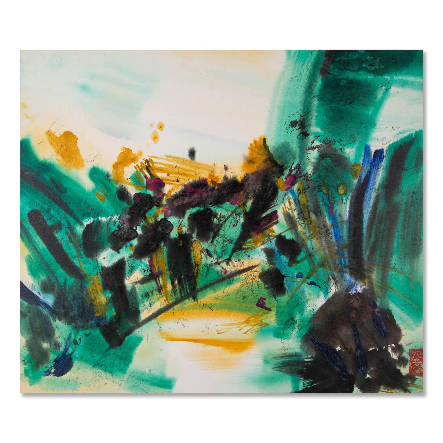  Title: Abstract - green
 Medium: Oil on canvas
 Size: 25 x 29 inches
 Frame: Framing options available!
 Condition: The painting appears to be in excellent condition.
 
 Year: 2000 Circa
 Artist: Tianliang Cheng
 Signature: Signed
 Signature