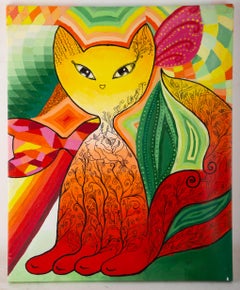 Tianying Li Animal Original Oil On Canvas "The Red Fox"