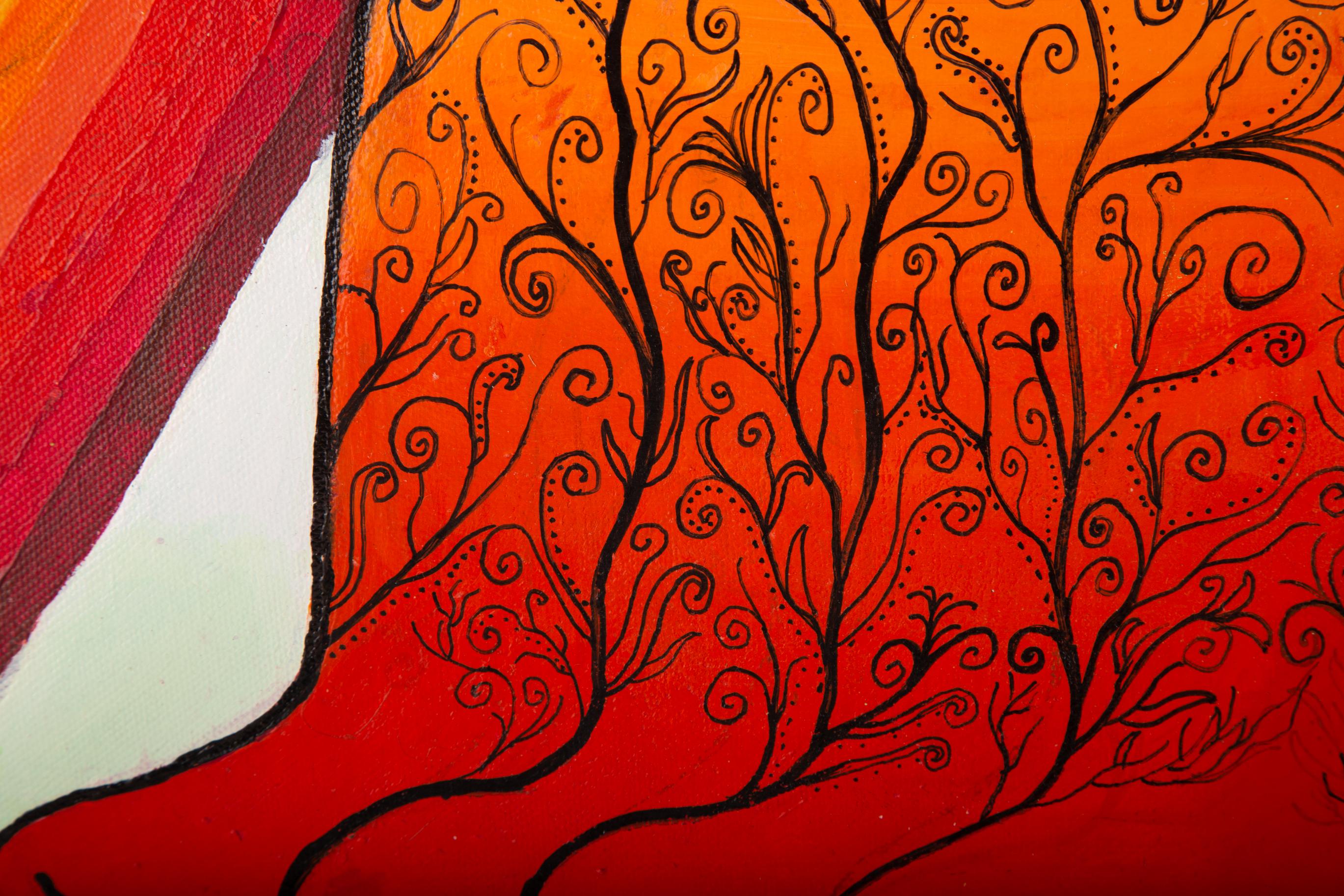 Tianying Li Tier Original Ölgemälde auf Leinwand „Der rote Fuchs“ im Angebot 5