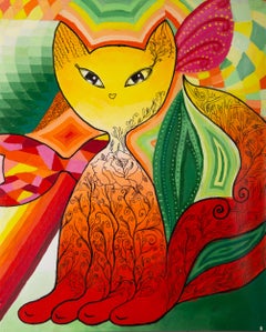 Tianying Li Animal Original Oil On Canvas "The Red Fox"
