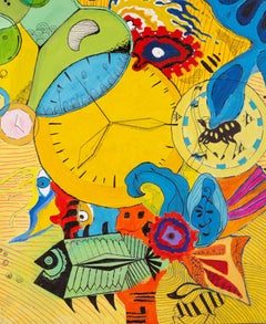 Tianying Li Art Nouveau Original Oil Painting "The Clock"