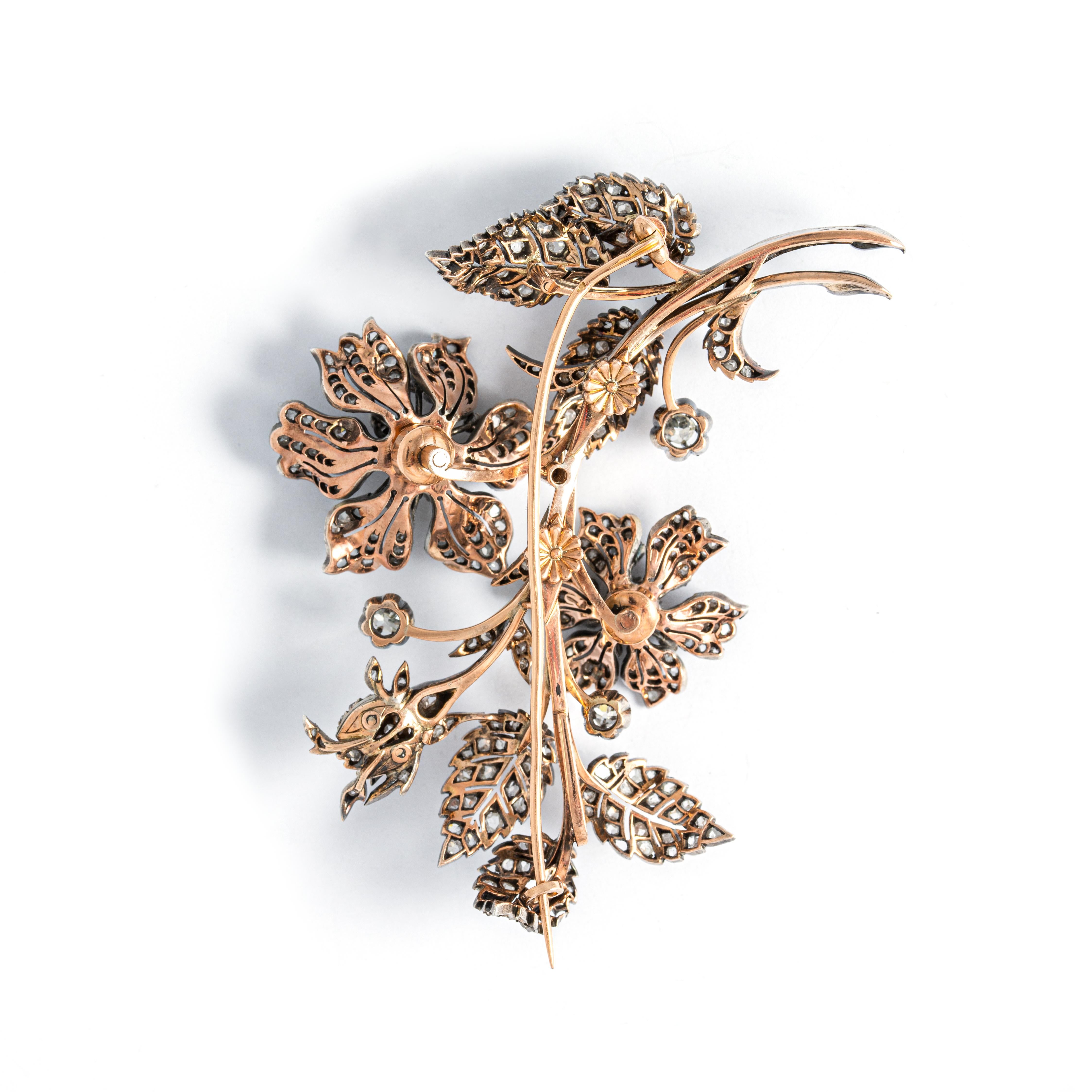 Tiara Umwandelbare En Tremblant Blumen-Diamant-Brosche im Angebot 6