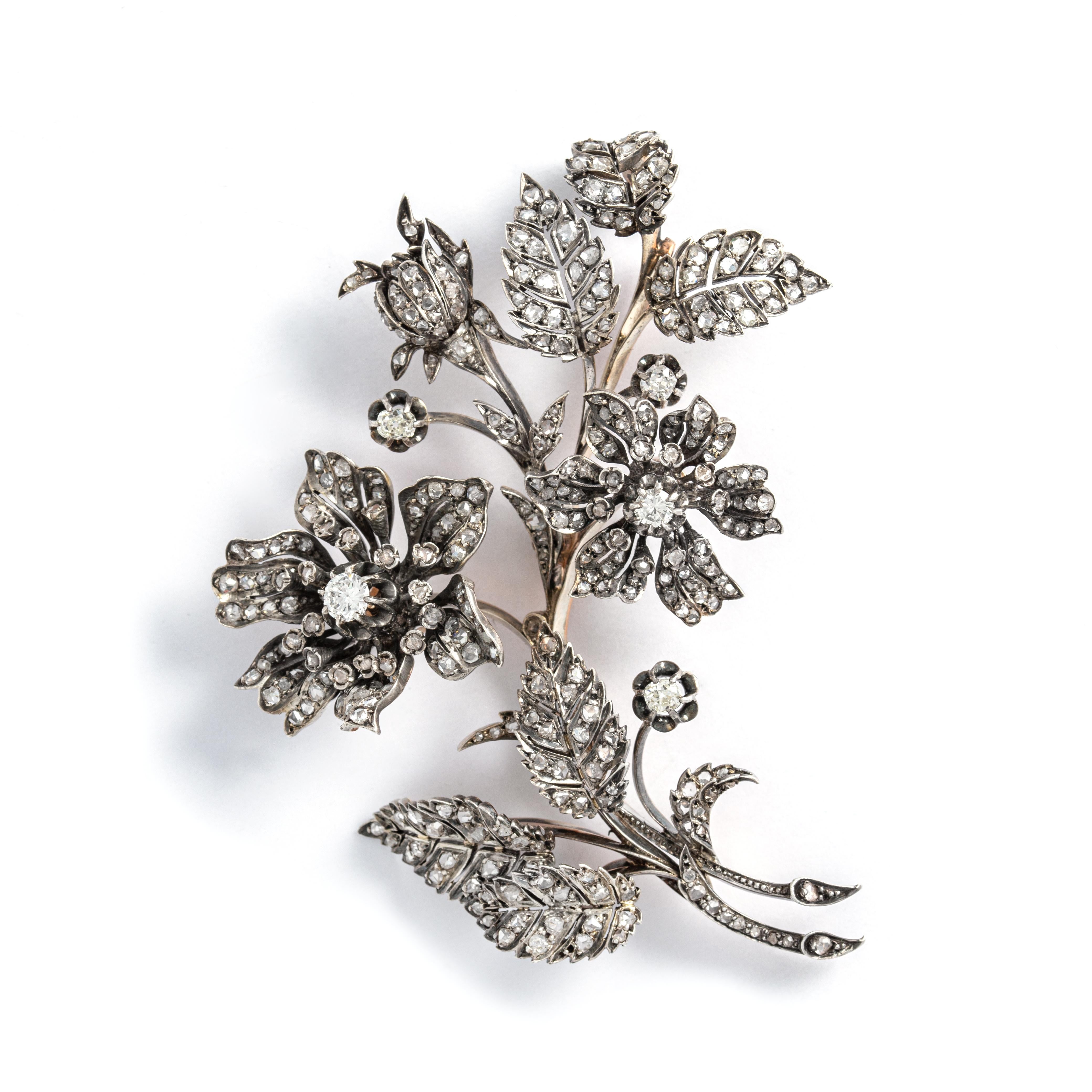 Women's or Men's Tiara Convertible En Tremblant Flower Diamond Brooch