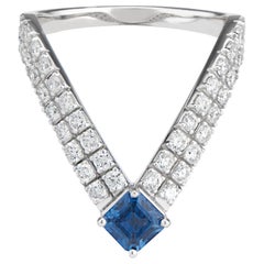 Tiara Diamond and Blue Sapphire Ring