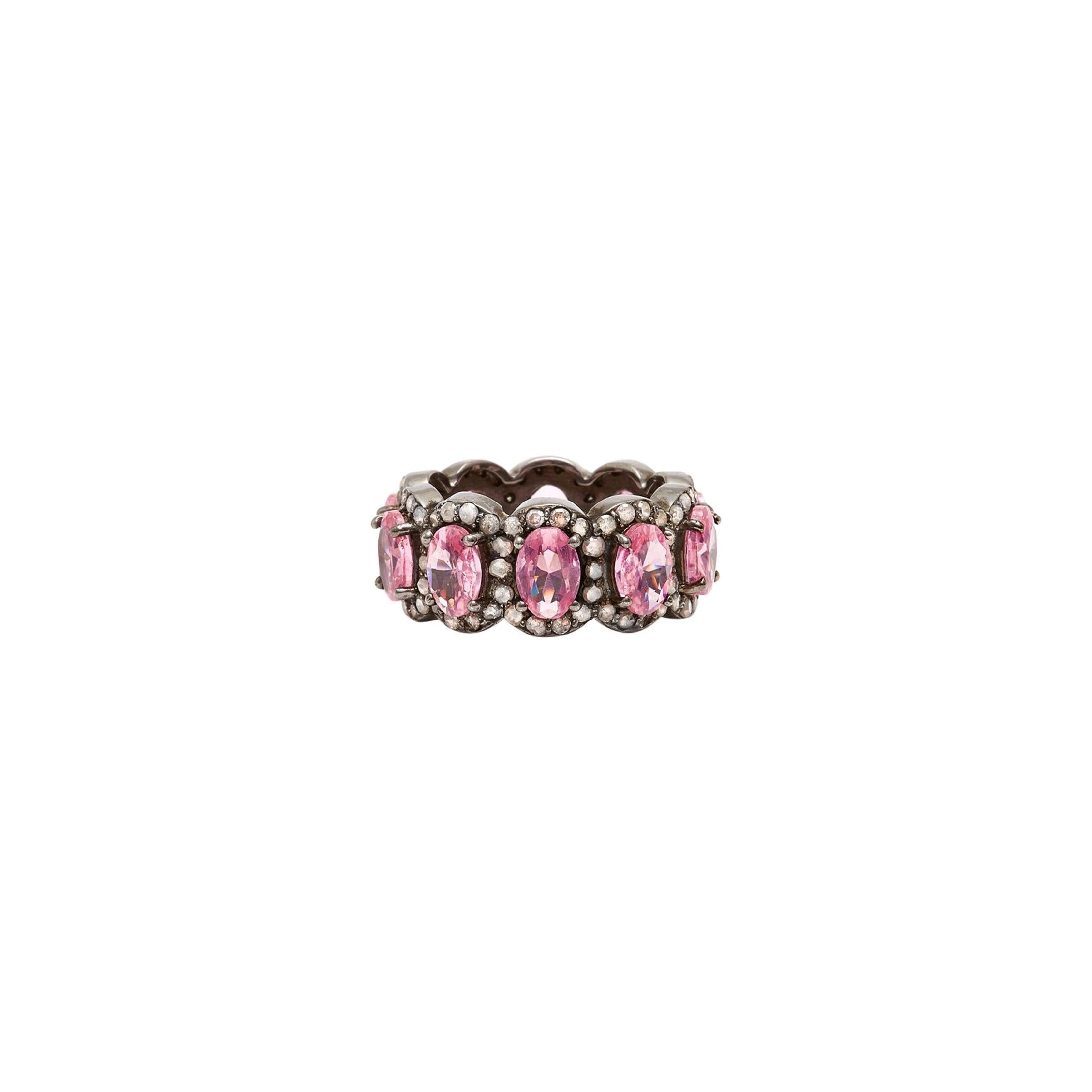 Bague diadème en morganite rose et diamants  en vente