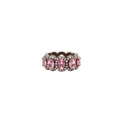 Vintage Pink Morganite Diamond Tiara Ring 