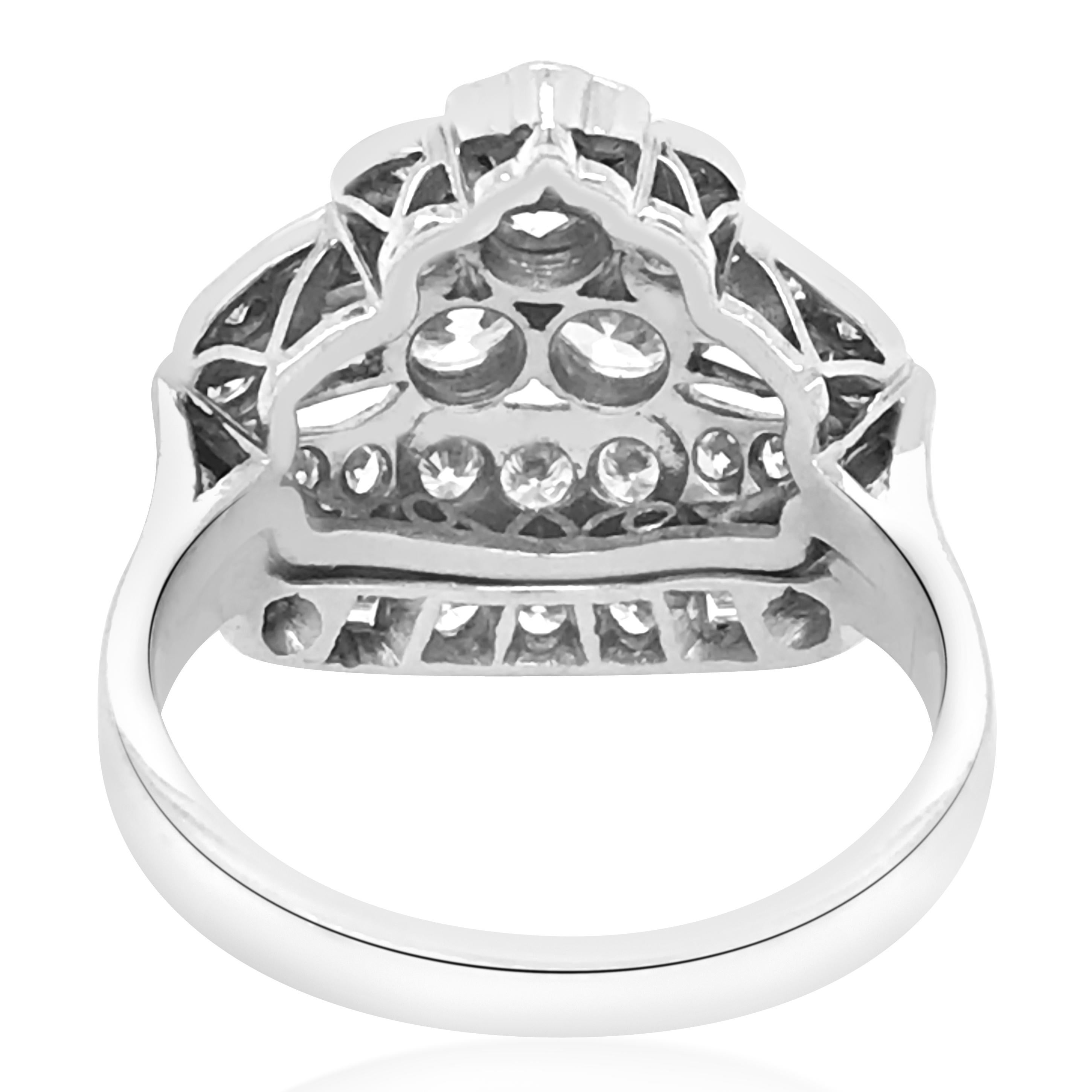 Art Deco Tiara-Motif Diamond Ring