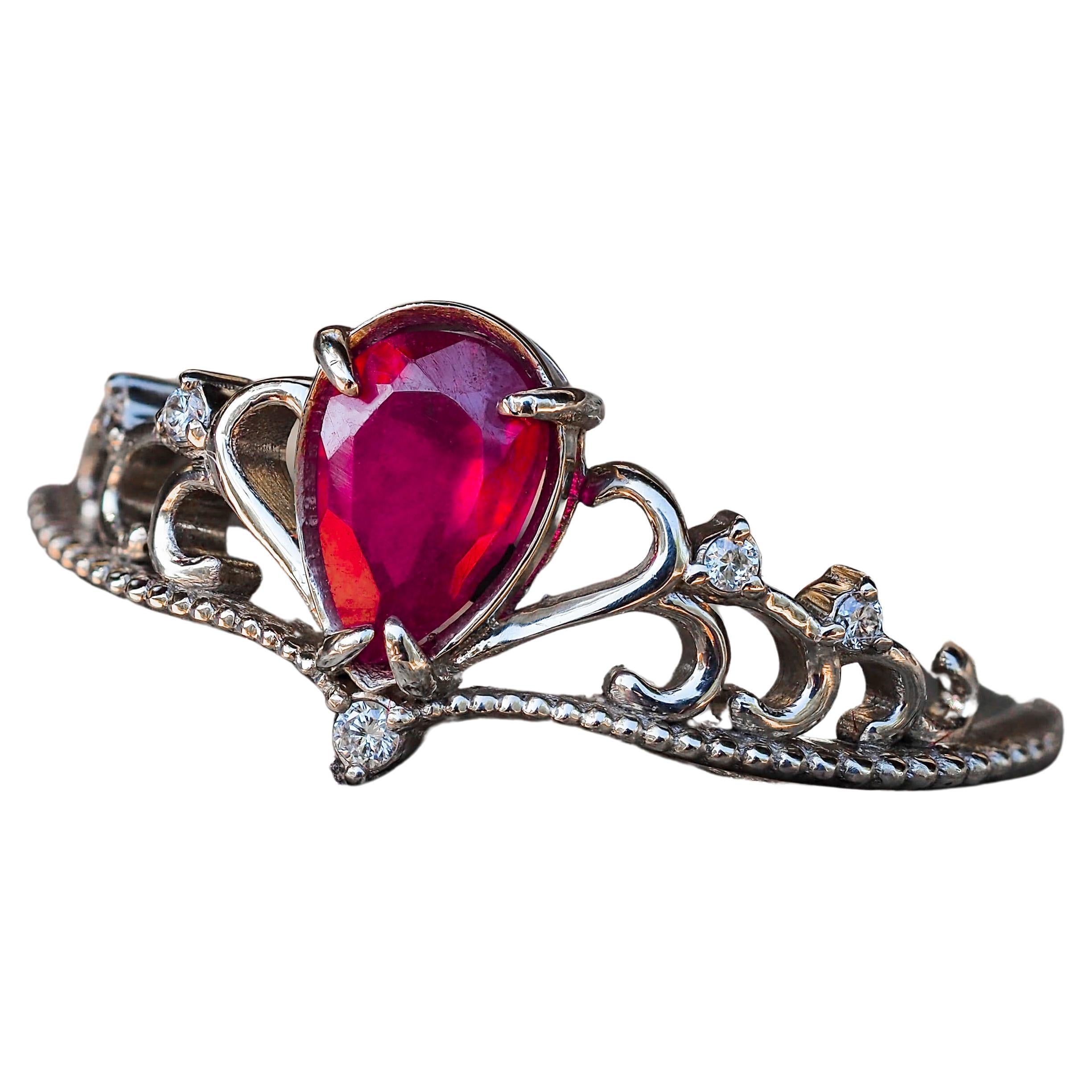 Tiara ring with ruby.  For Sale