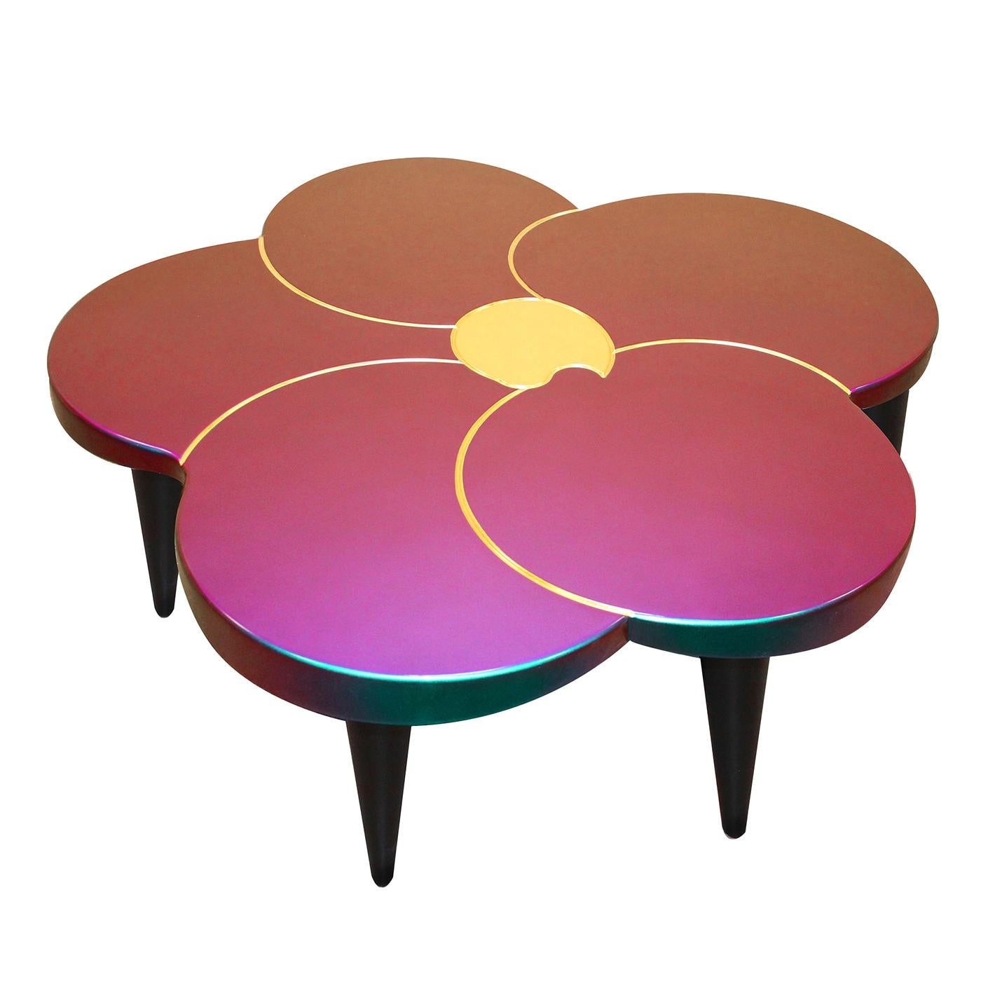 Tiaré Chameleon Couchtisch aus Holz in Blumenform von C. Rampazzi (Italienisch) im Angebot
