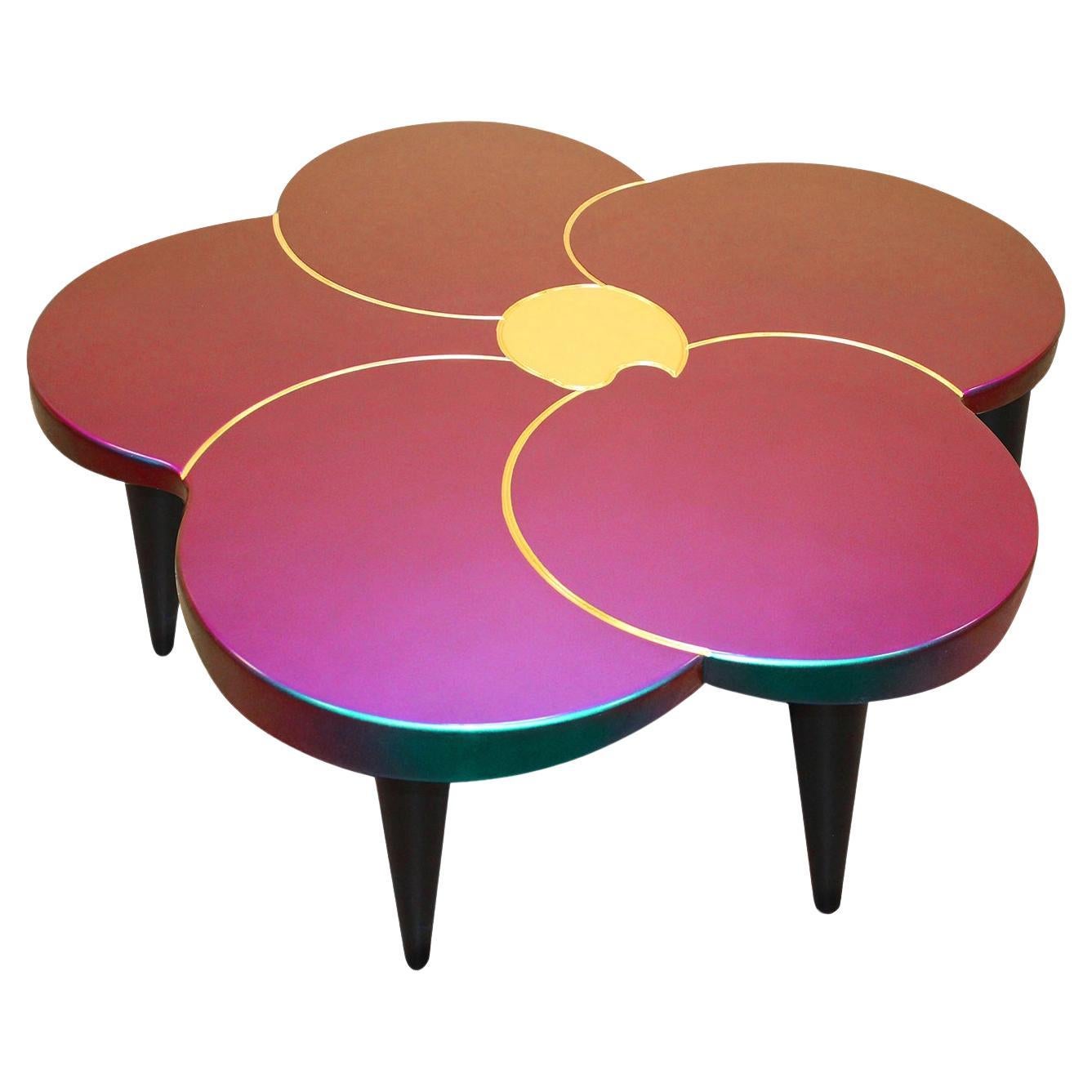 Tiaré Chameleon Couchtisch aus Holz in Blumenform von C. Rampazzi im Angebot