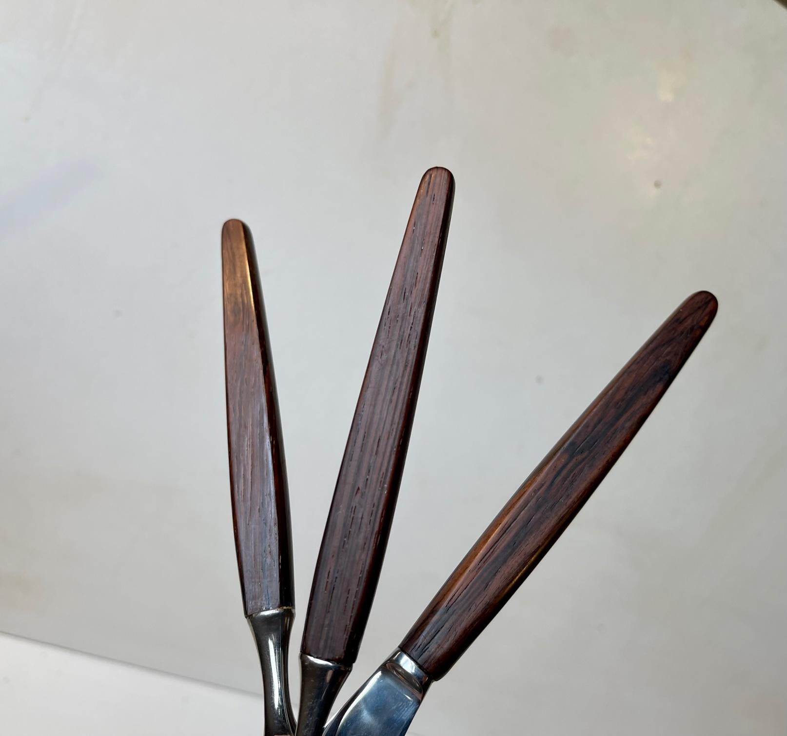 Tias Eckhoff Rosewood Flatware Cutlery set for 12 persons, Lundtofte 1960s For Sale 1