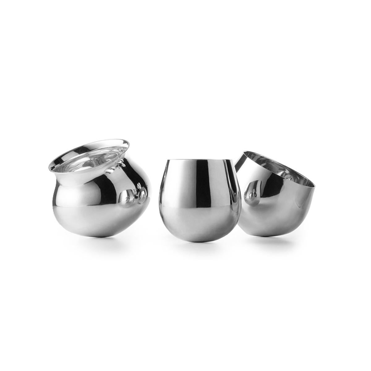 Italiano Tib Silver-Plated High Glass con forma rotonda Disegnato da Kristina Niedderer in vendita