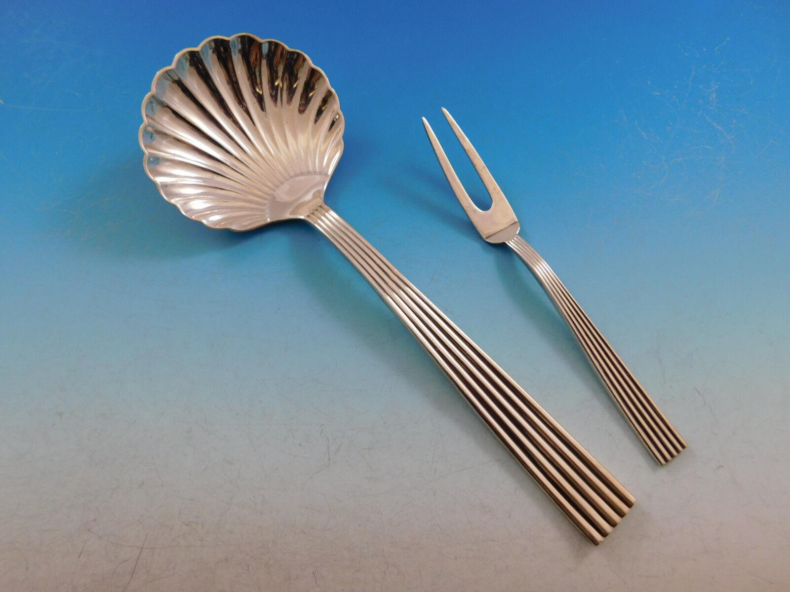 20th Century Tiber by Buccellati Sterling Silver Flatware Set for 12 Service 123 Pcs Dinner