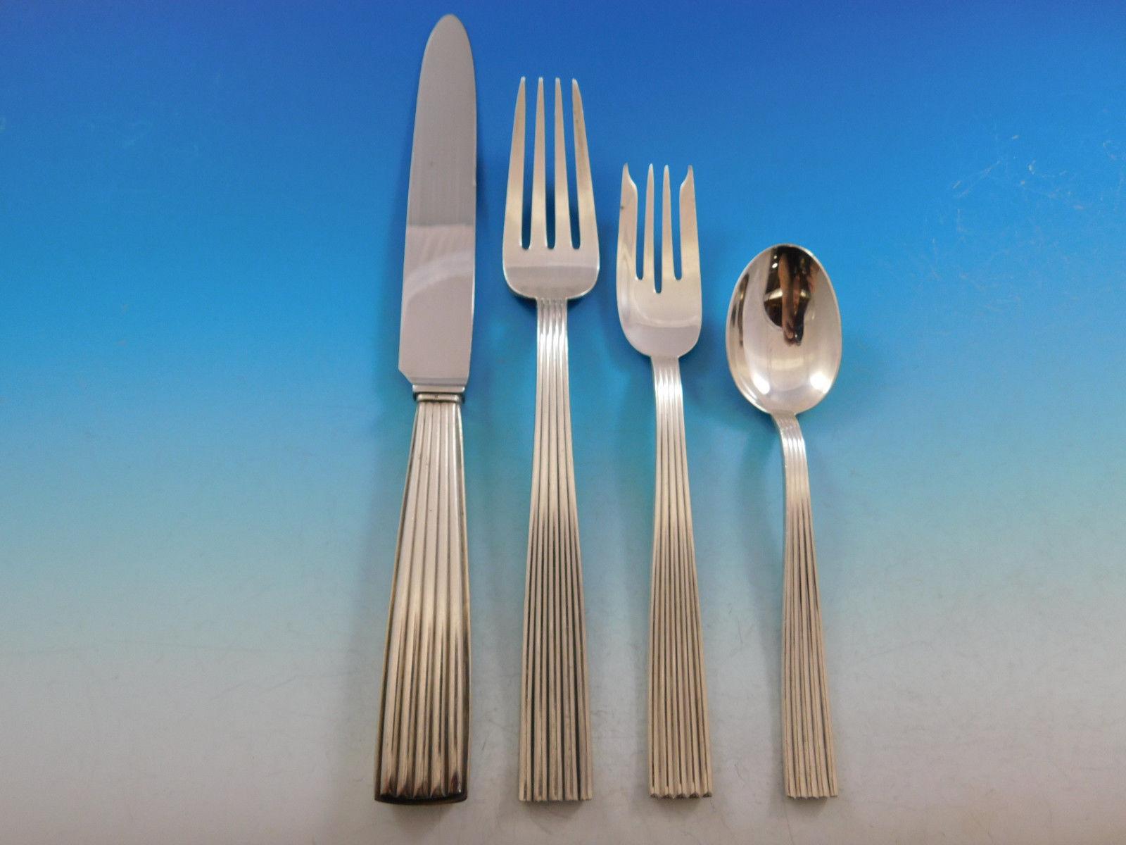 Tiber by Buccellati Sterling Silver Flatware Set for 12 Service 129 Pcs Dinner In Excellent Condition In Big Bend, WI