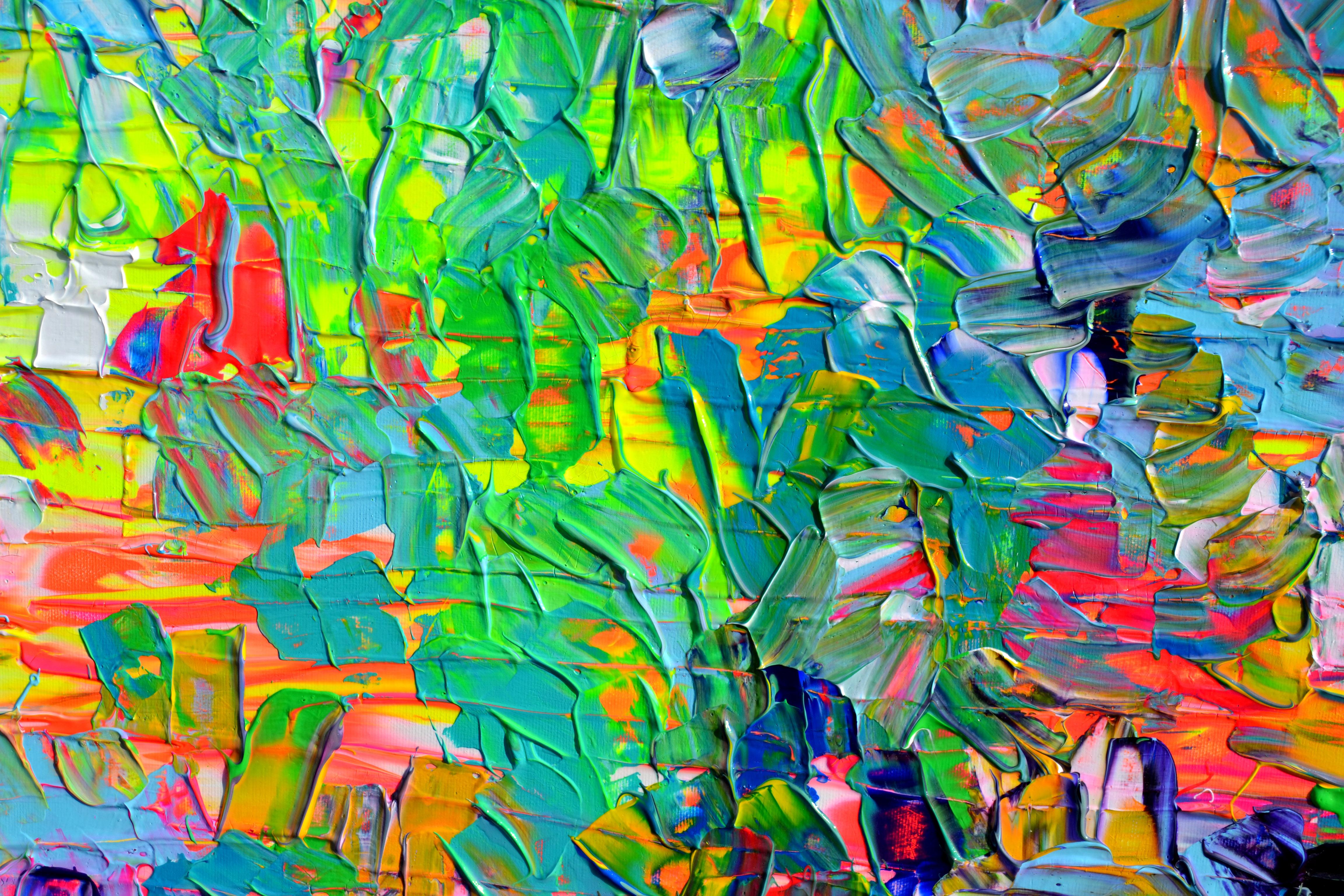 Palette - Blue Abstract Painting by Tiberiu Soos