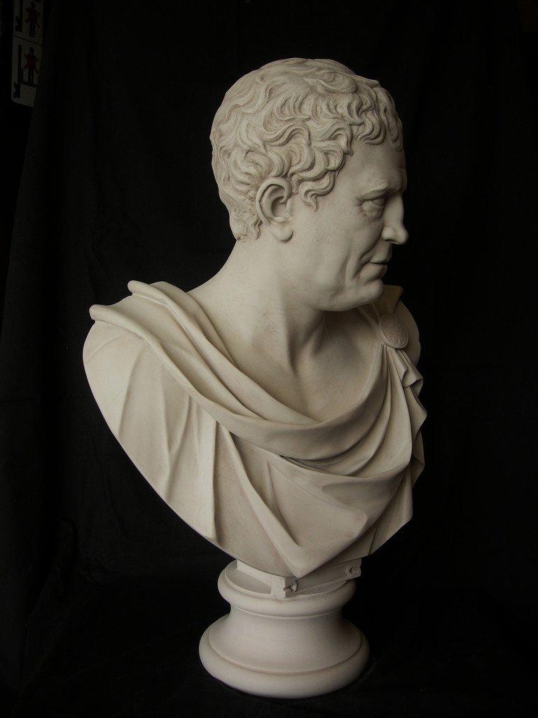 British Tiberius Roman Senator Marble Bust, 20th Century  For Sale