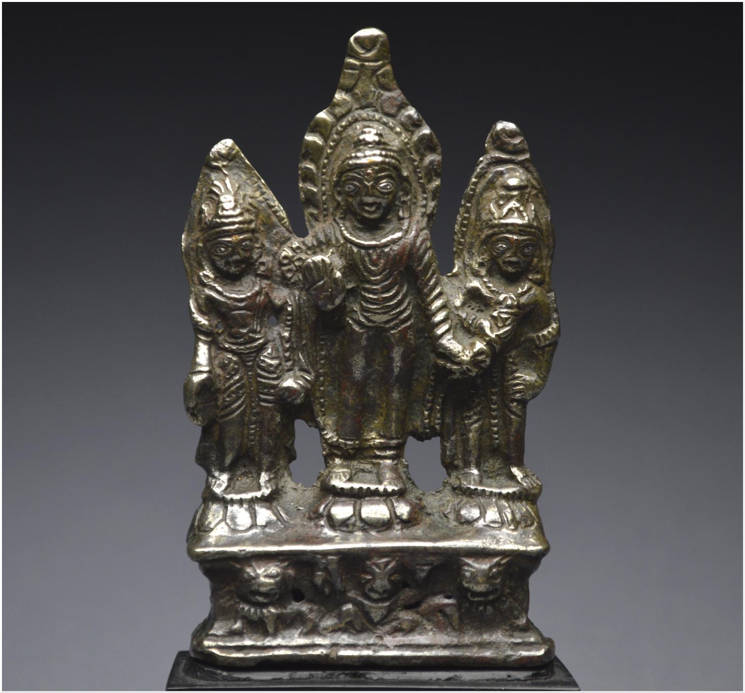 Tibet, 10th-12th Century, Buddha and Bodhisattvas, Copper alloy and silver inlay 2