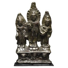 Antique Tibet, 10th-12th Century, Buddha and Bodhisattvas, Copper alloy and silver inlay