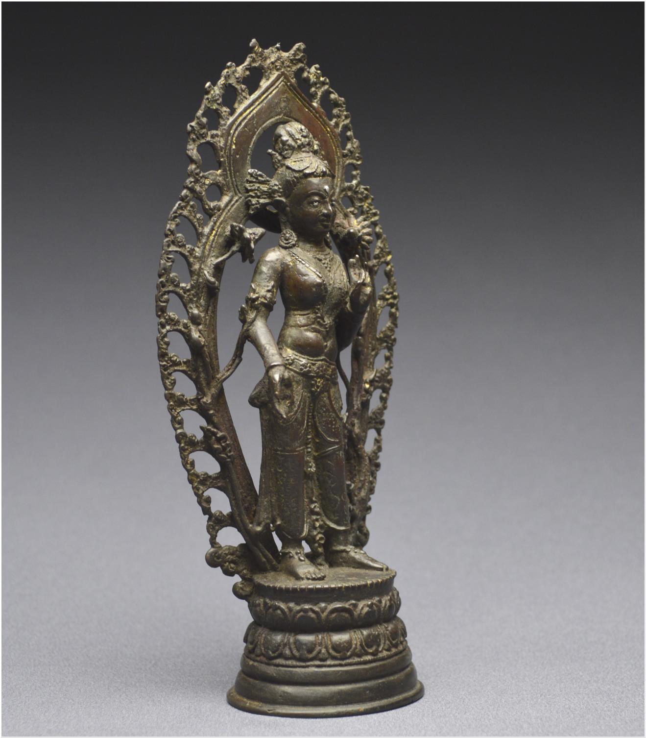Tibetan Tibet, 16th Century, Representation of the white Tara, Bronze and silver inlays