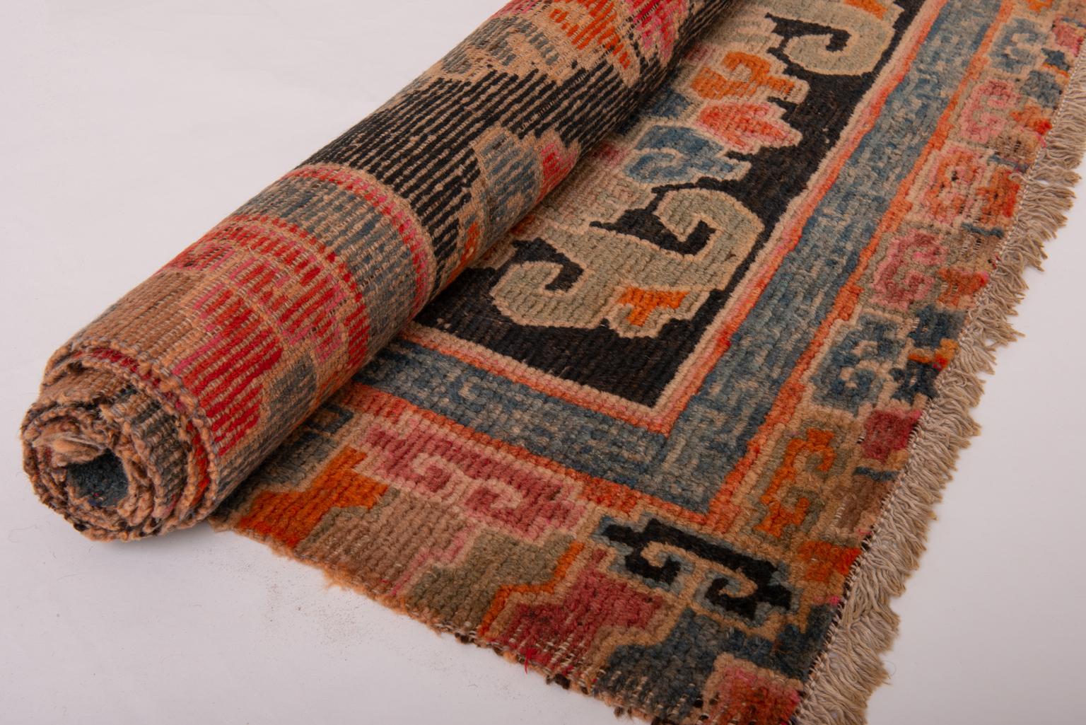 Tibetan Antique Carpet from Private Collection For Sale 7