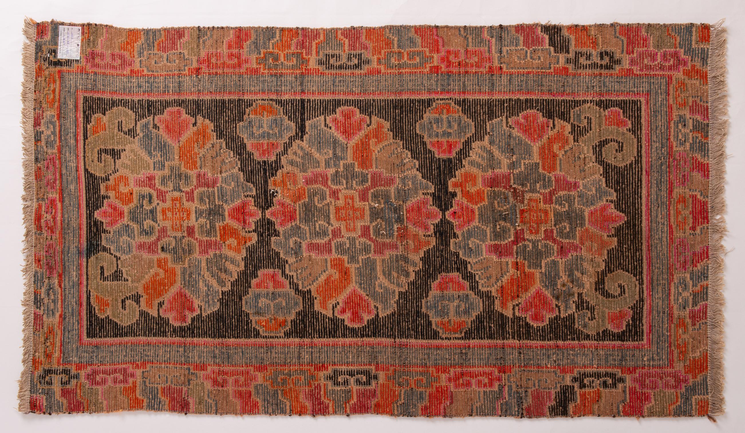 Hand-Knotted Tibetan Antique Carpet from Private Collection For Sale