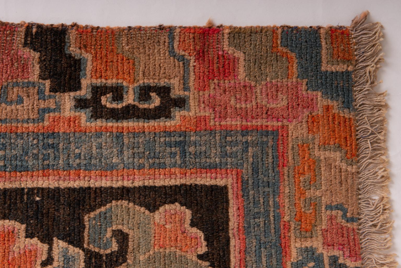 20th Century Tibetan Antique Carpet from Private Collection For Sale