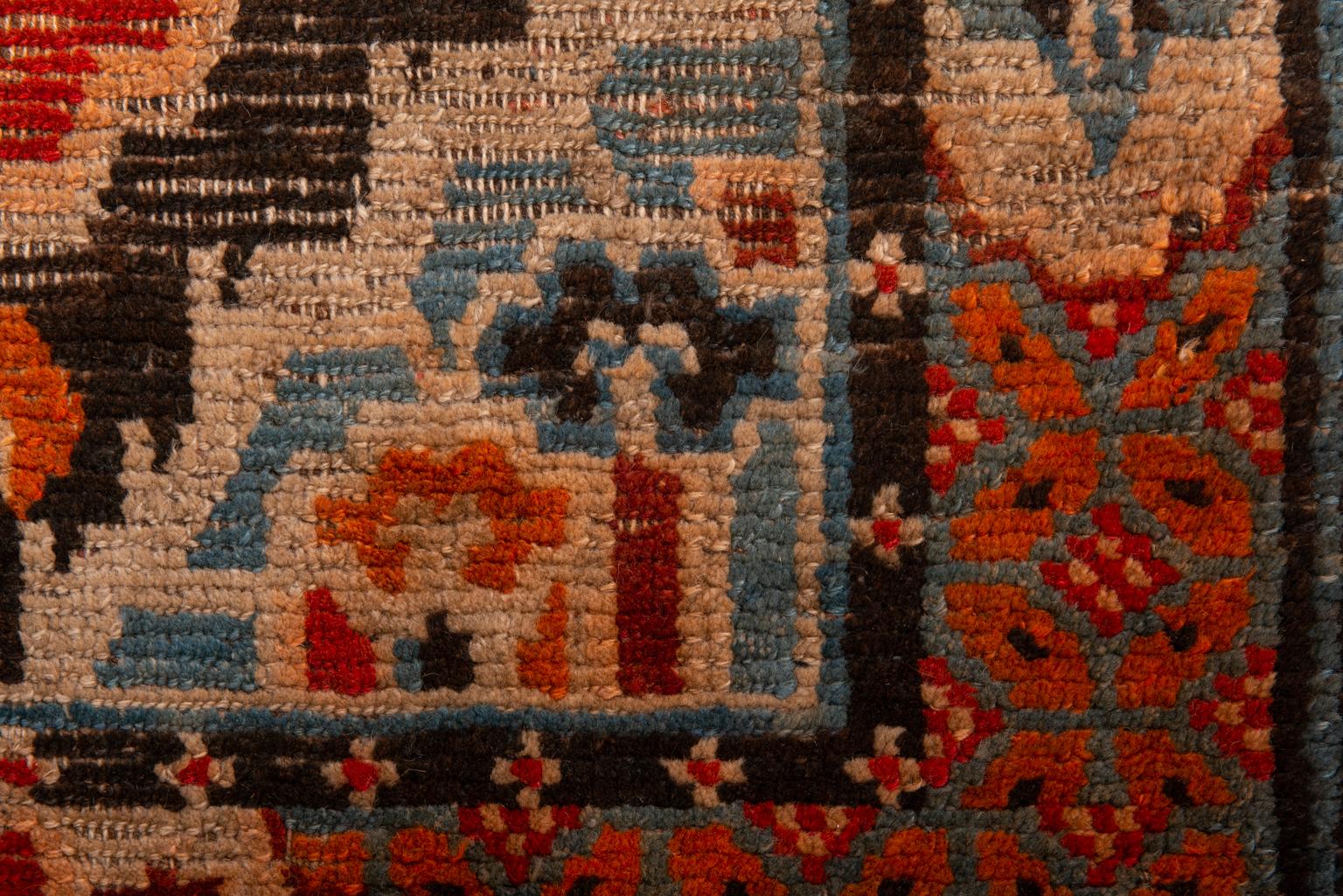 Tibetan Antique Carpet with Flowers from Private Collection For Sale 3