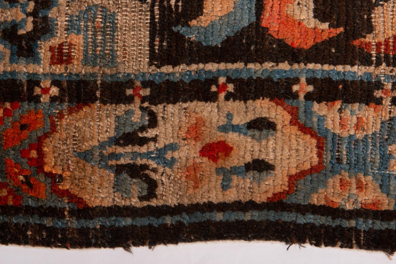 Tibetan Antique Carpet with Flowers from Private Collection For Sale 4