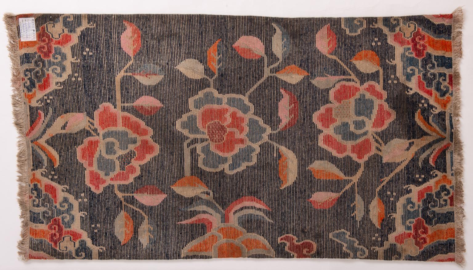 Hand-Knotted Tibetan Antique Carpet from Private Collection