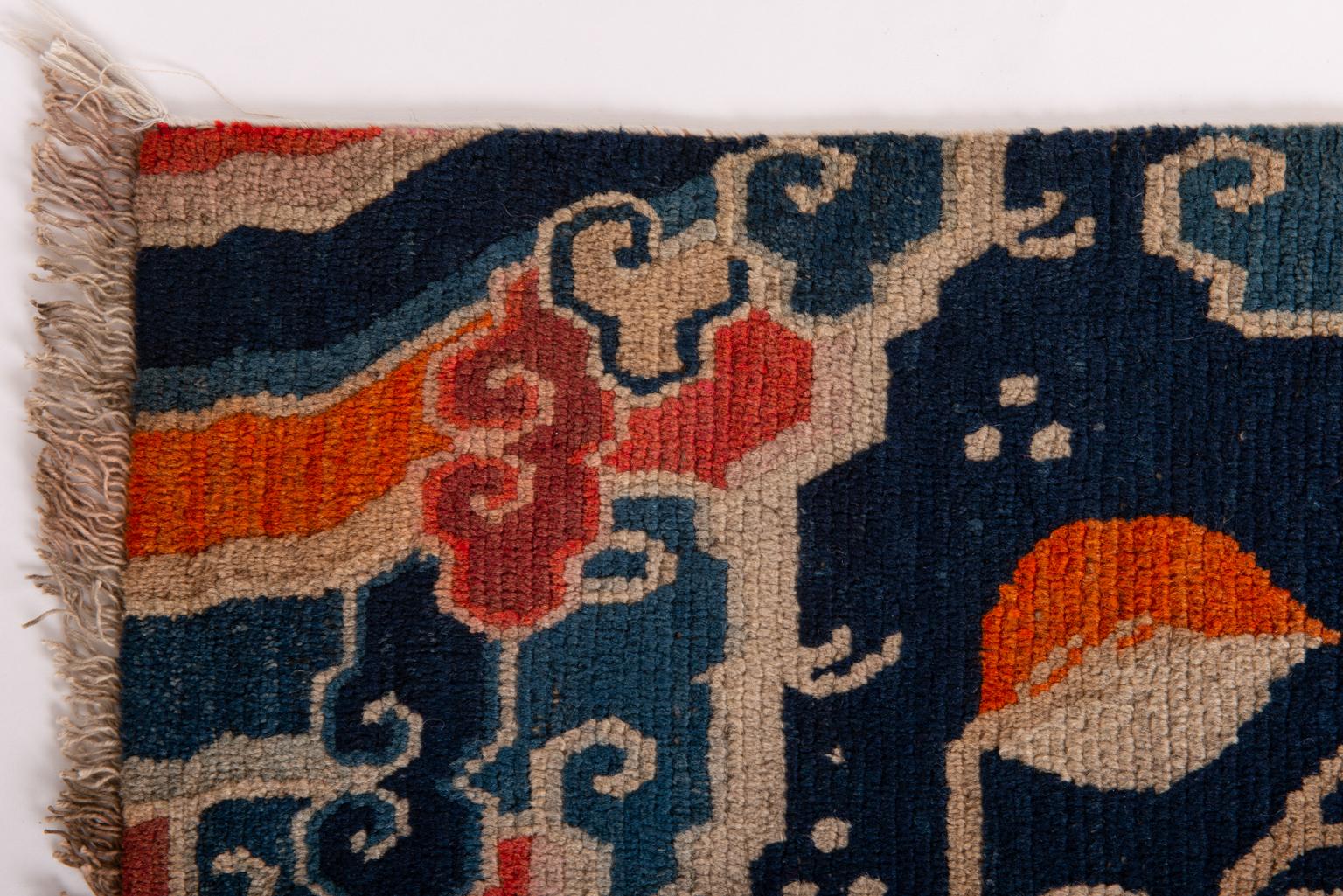Wool Tibetan Antique Carpet from Private Collection
