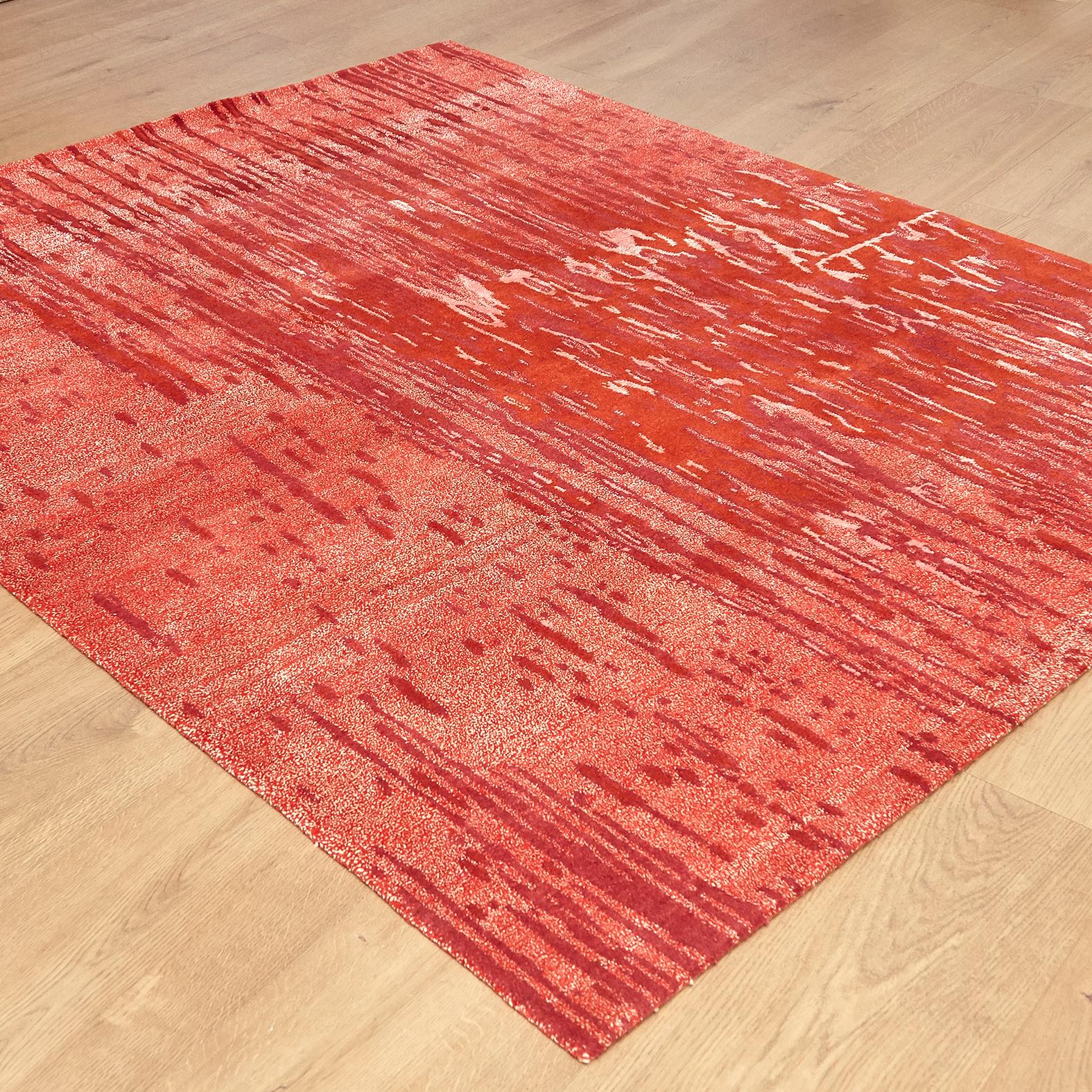 Tibet Hand Knotted Wool Silk Red Large Rug, circa 2007 In Good Condition In Barcelona, Barcelona