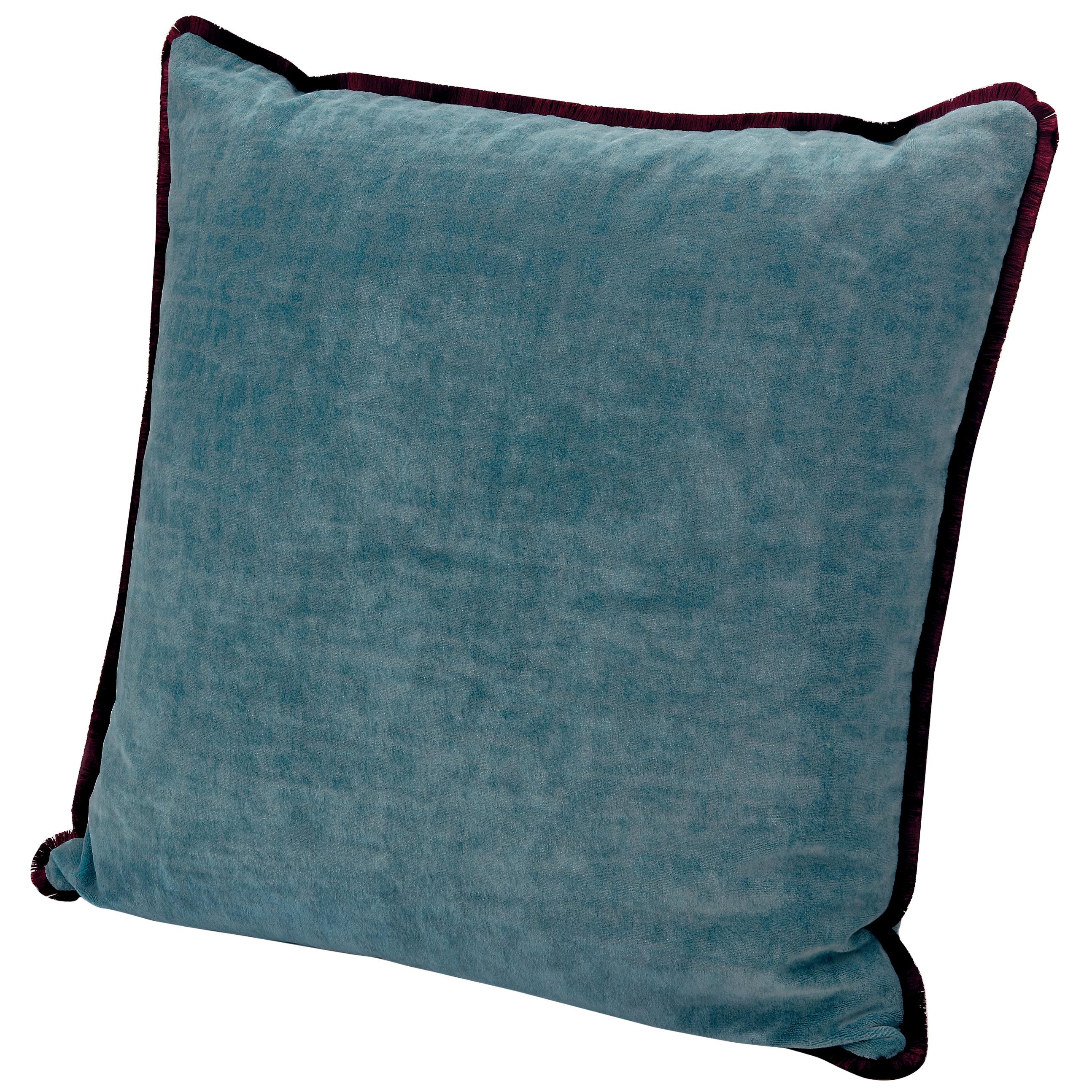For Sale: Blue (1T4CU00719-74) Tibet Small Crushed Velvet Cushion with Fringe by MissoniHome