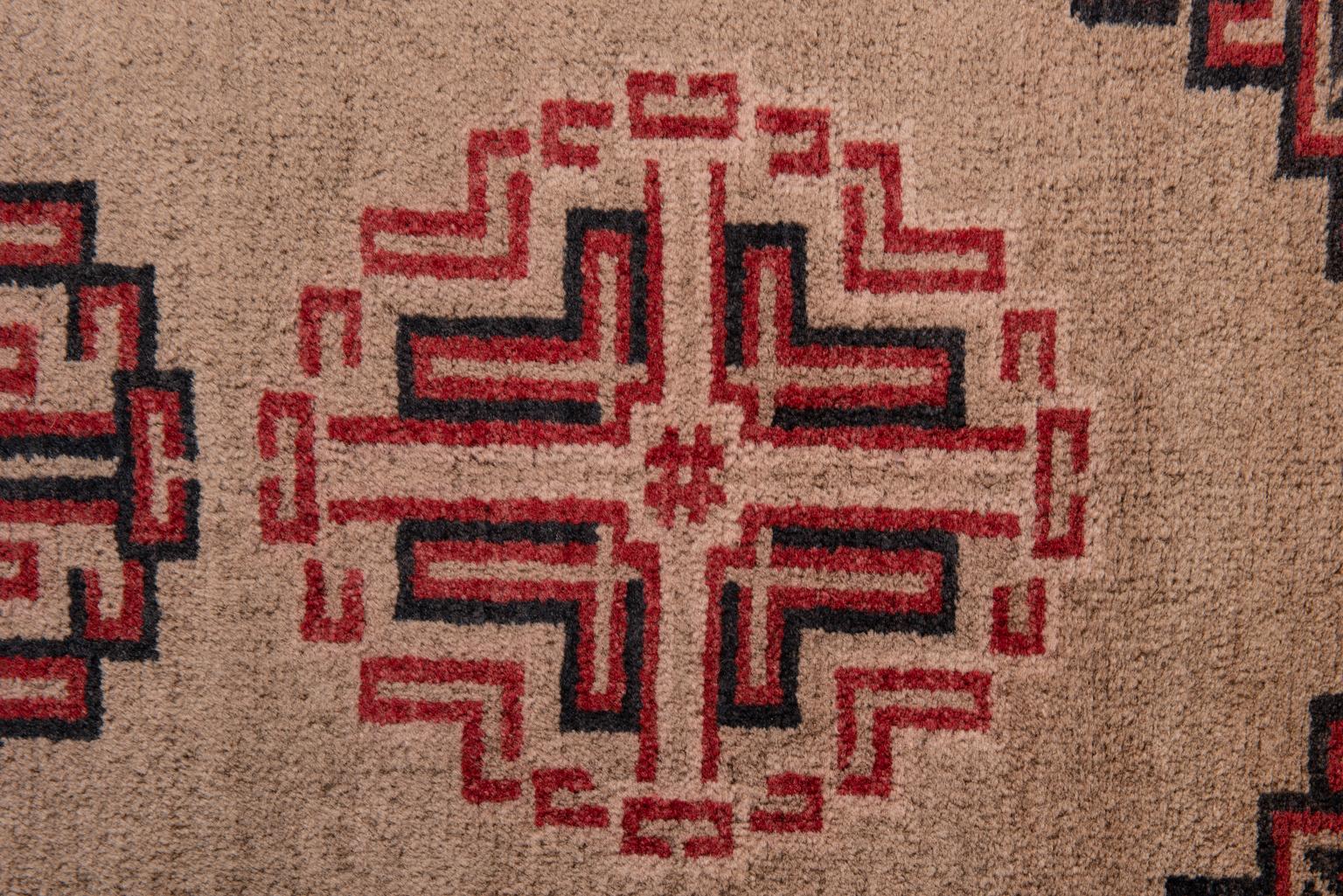 Wool Tibetan Vintage Carpet For Sale