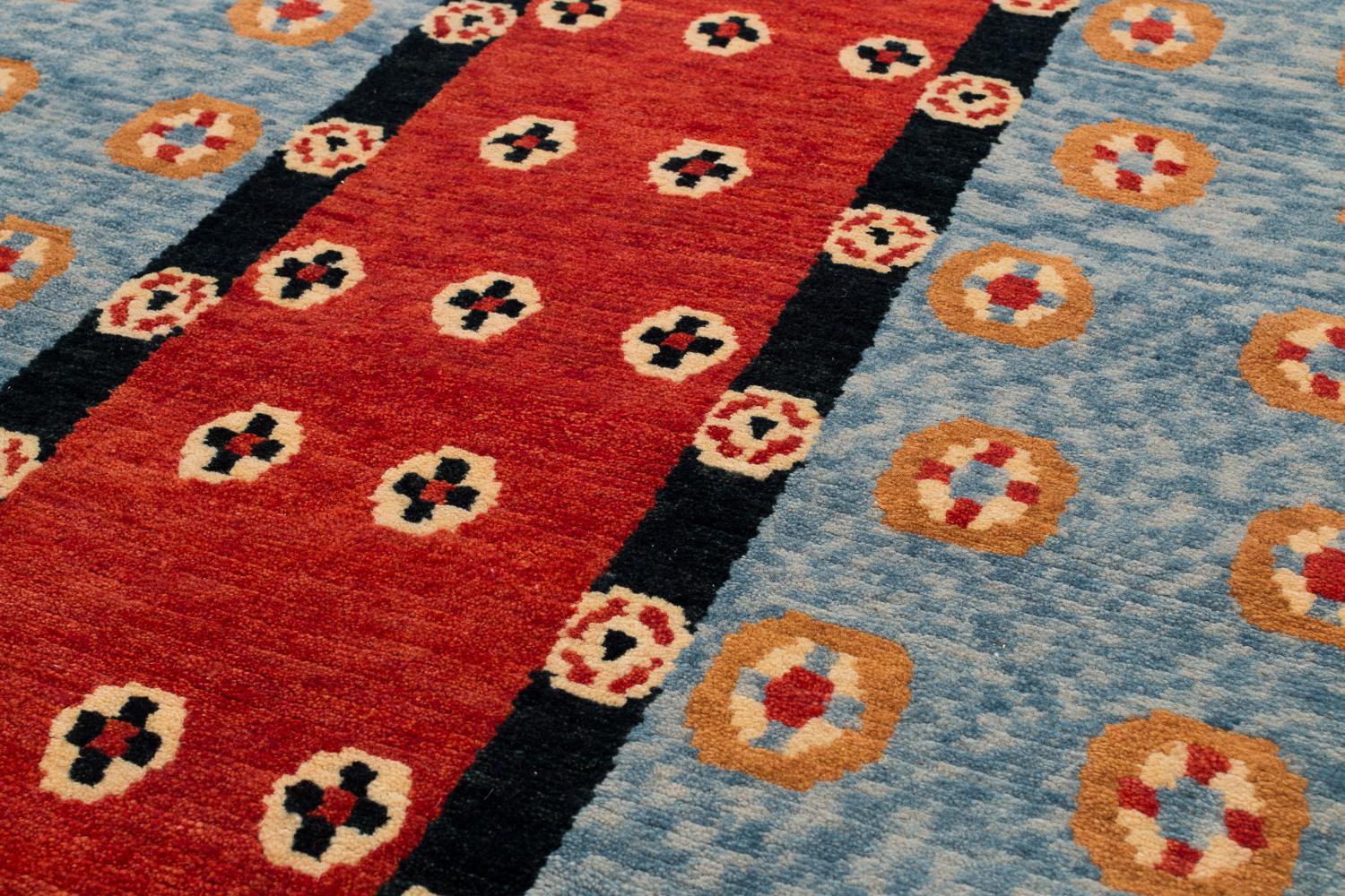 Nepalese Tibetal Handwoven Geometric Wool Rug by Carini