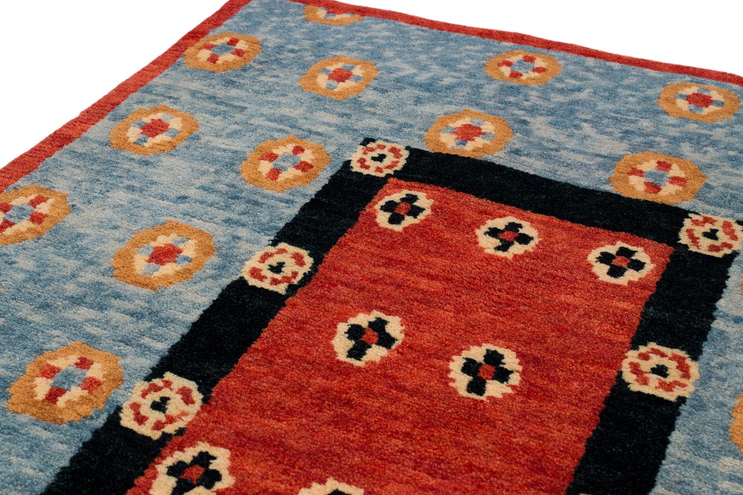 Tibetal Handwoven Geometric Wool Rug by Carini In Excellent Condition In New York, NY