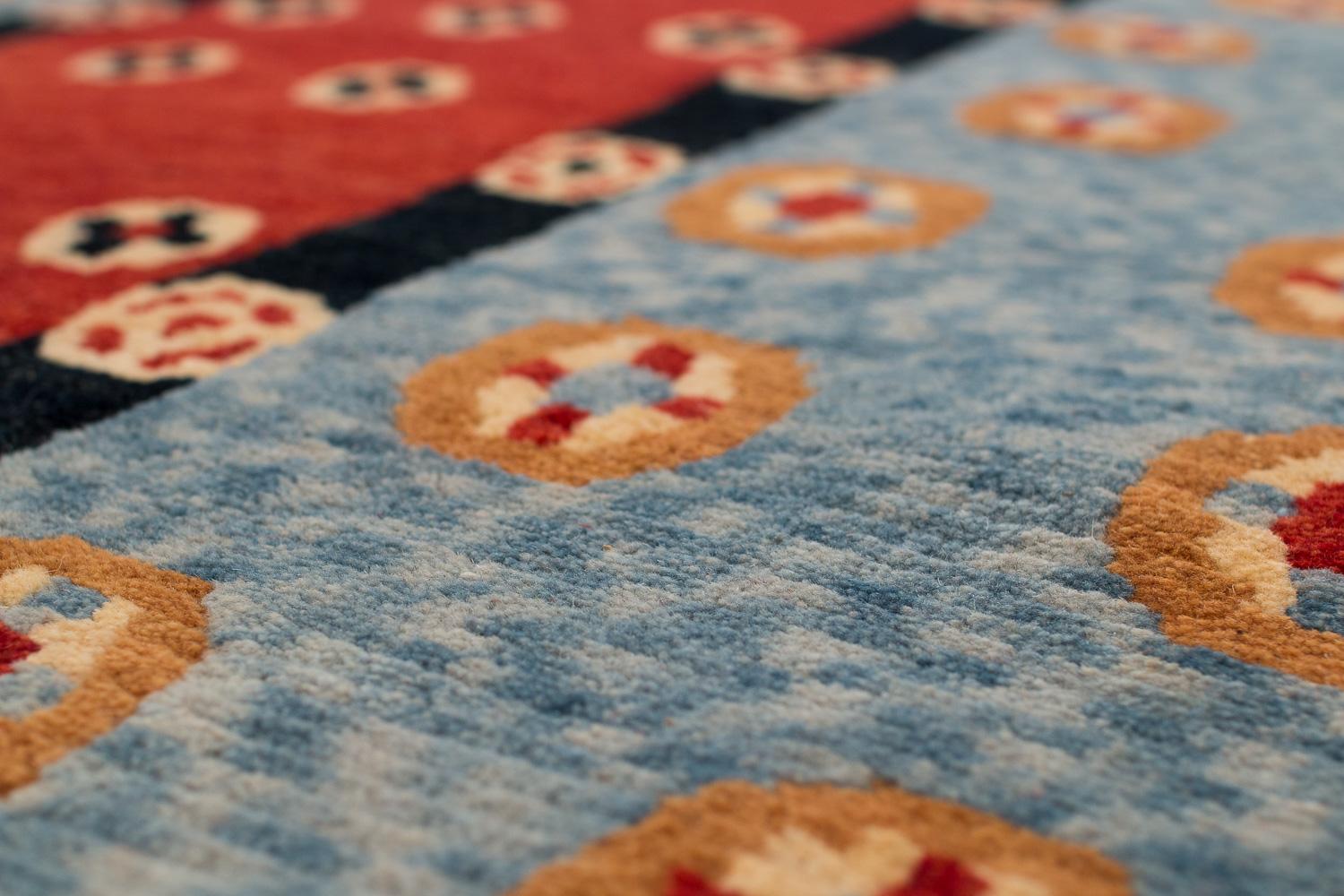 Contemporary Tibetal Handwoven Geometric Wool Rug by Carini