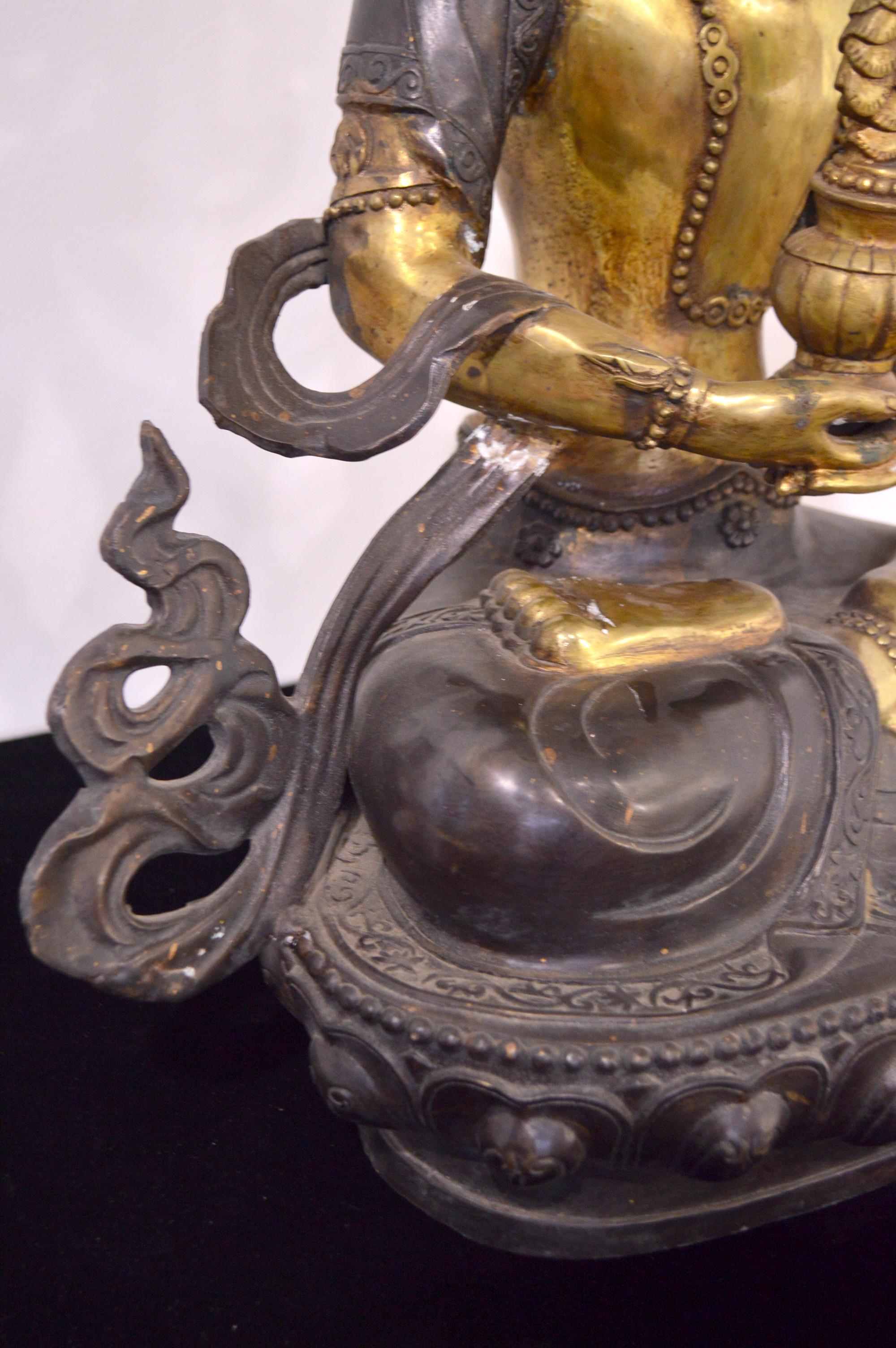 Hand-Crafted Tibetan 20th Century Bronze Statue of Tara