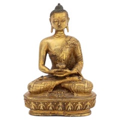 Tibetan Amitabha Gilt Bronze Sculpture