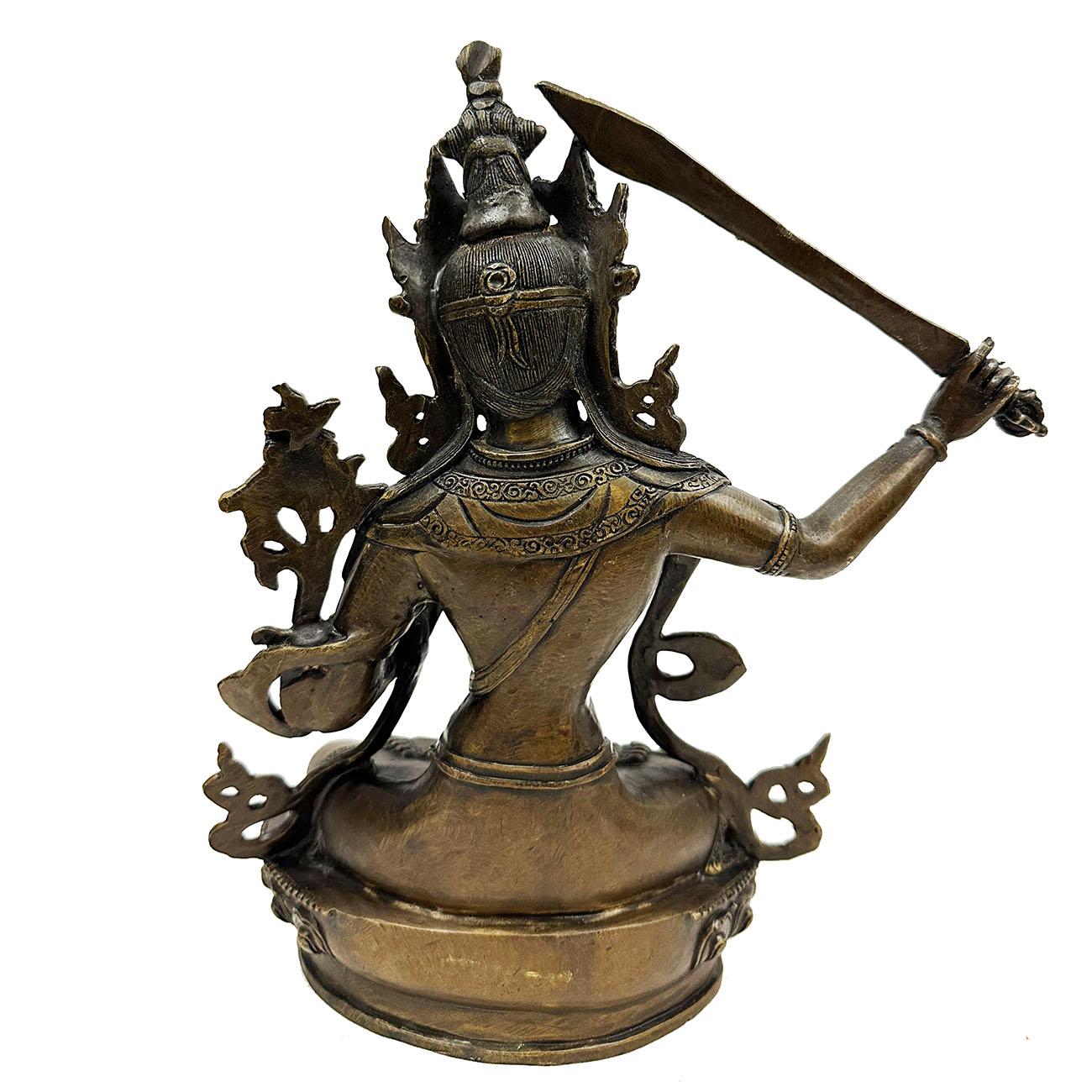 Tibetische antike Tantric Manjusri Bodhisattva-Statue aus Bronze, Tibet im Angebot 3