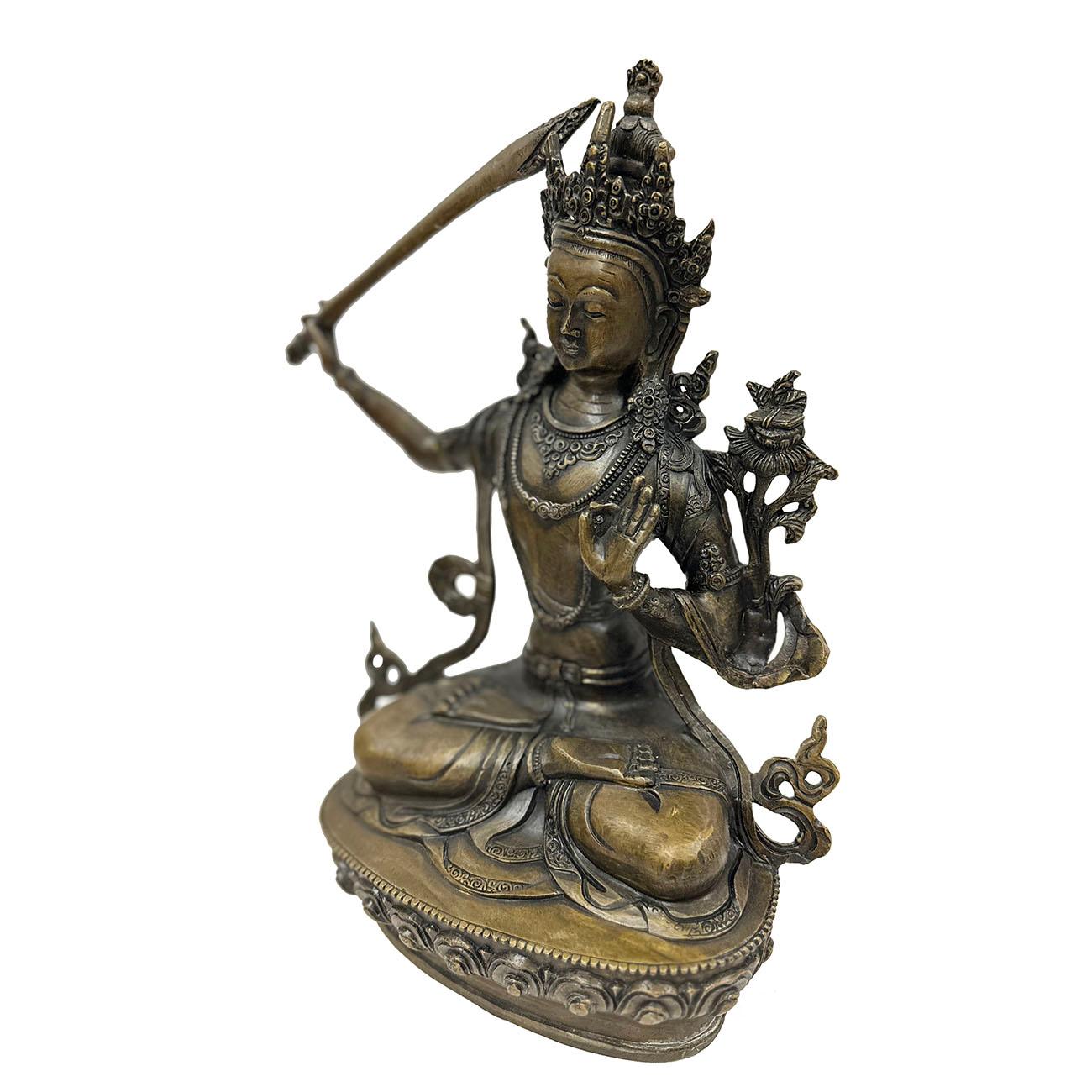 20th Century Tibetan Antique Bronze Tantric Manjusri Bodhisattva Statue For Sale