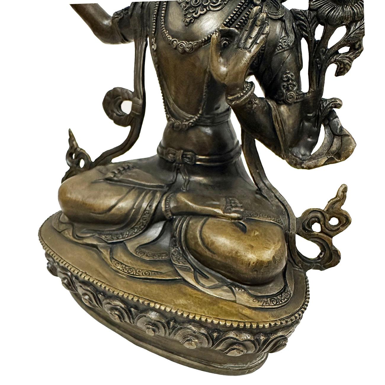 Tibetische antike Tantric Manjusri Bodhisattva-Statue aus Bronze, Tibet im Angebot 2