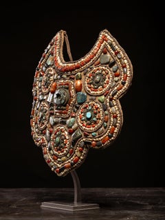 Tibetan antique Pectoral, Turquoise and Fossil Coral from Himalaya