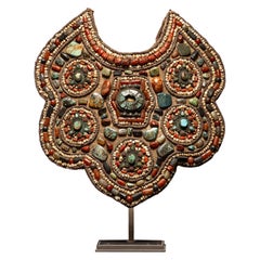 Tibetan antique Pectoral, Turquoise and Fossil Coral from Himalaya